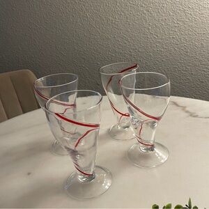 Pier 1 Red Swirline Parfait Glasses - Milkshake Glasses